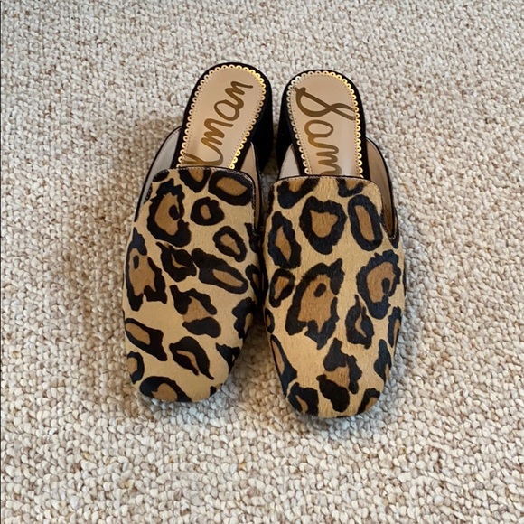 NWOT Sam Edelman Fur Leopard Print Mules sz6 - Picture 2 of 5